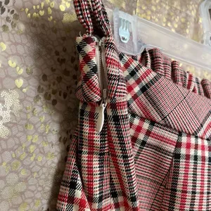 Express Womens Mini Skirt High Waisted A-line Checkered Red Size Small NWT thumbnail 4