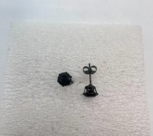 Black CZ Stainless Steel Stud Earrings thumbnail 1