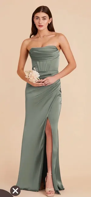 Birdy Grey NWT Carrie matte sea glass Strapless Evening Gown bridesmaid dress S thumbnail 1