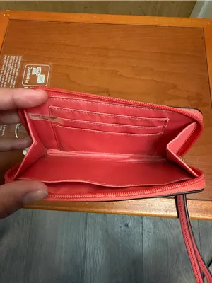 Coach Coral Pebbled Leather Zip Around Wristlet Wallet - Wristlet Clutch thumbnail 4
