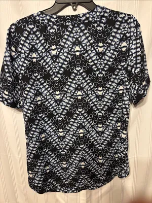 Cato Black and White Geometric Short Sleeve Top thumbnail 4