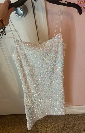 Dillard's White Beaded HOCO Dress thumbnail 1