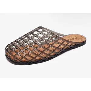 Steve Madden Black Clear Jelly Flat Slide Sandals Mesh Slip On Flat Beach Sandals Summer thumbnail 4
