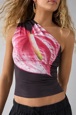 Kimchi Blue Octavia Orchid Floral One Shoulder Top Small thumbnail 1