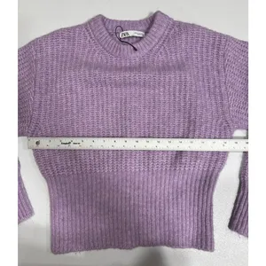 Zara Womens M Fuzzy Sweater Top Pastel Purple Long Sleeve Polyester Wool Alpaca thumbnail 6