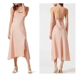 ASTR The Label Palisades Nude Color Cowl Slip Midi Dress Large thumbnail 2