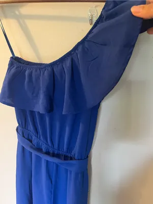Monteau Cobalt Blue One-Shoulder Maxi Dress with Waist Tie thumbnail 6
