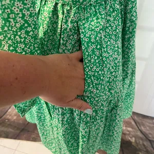 J crew long sleeve tie waist green floral cotton shirtdress size XS thumbnail 5