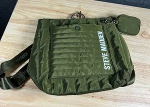 Steve Madden Olive Green Quilted Nylon B-Nikki Backpack Crossbody Bag thumbnail 1