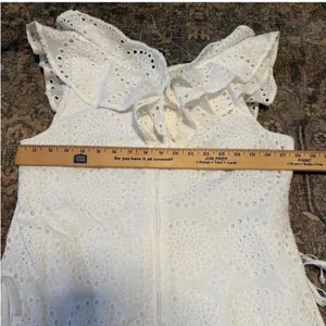 Lilly Pulitzer Emiline Eyelet Romper White Ruffle V-Neck Cotton Dress Size 8 thumbnail 7