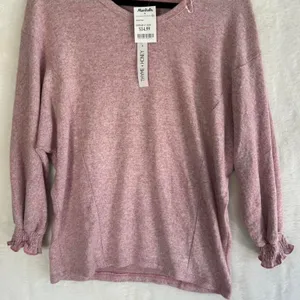 Thyme‎ + Honey Womens Marled Knit Pullover Top Smocked Ruffle Cuff NWT Size M thumbnail 1