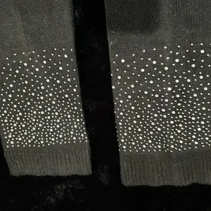 Black Knit Arm/Leg Warmers with Rhinestone Embellishments – Stylish & Cozy thumbnail 4
