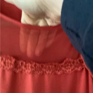 SHEIN Red Relaxed Blouse with Bib Collar thumbnail 3