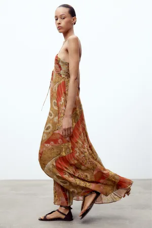 Zara flowy Floral Maxi Dress boho summer casual vacation thumbnail 10