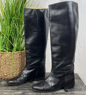 Brooks Brothers Black Leather Knee High Equestrian Riding Boots 6.5 thumbnail 1