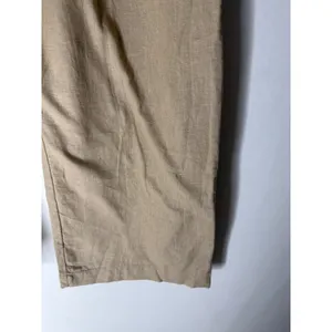 Abercrombie & Fitch Tan Linen Blend Pleated Wide Leg Pants XXS High Rise Khaki thumbnail 4