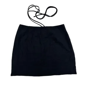 White Fox Boutique - Waist Wrap Tie Mini Skirt in Black thumbnail 1