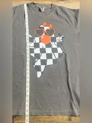 Comfort Colors Pepper Tee with Checkerboard Ghost and Orange Accents thumbnail 6