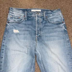Mother Superior Tomcat Distressed High Rise Jeans The‎ Confession Light Blue 28 thumbnail 6