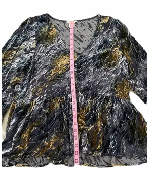 Sundance Silk Blend Velvet Boho Style Long Sleeves Top Size Small thumbnail 6