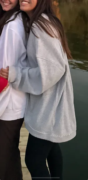 Aerie Grey Long Weekend Waffle Sweatshirt thumbnail 2