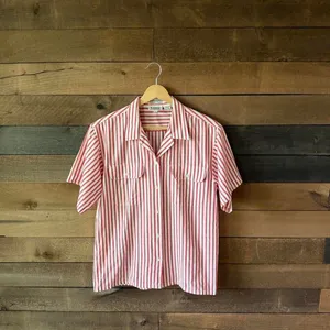 Vintage Tabi International Red White Stripe Button Up Shirt thumbnail 2