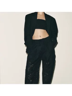 ZARA Whimsigoth Grunge Boho Embroidered Eyelet Open Back Crop top size small thumbnail 3