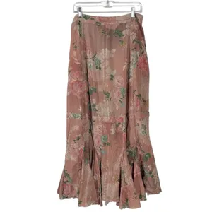 Free People Ethereal Dainty Cottage Bordeaux Floral Maxi Skirt Size XS thumbnail 6