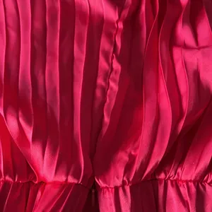 Sincerely Jules satin Deep V Neck Accordion Pleated Hot Pink Satin Dress Xs thumbnail 12