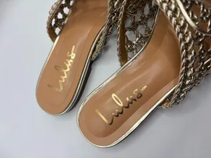 Lulus Gold Woven Mule Flats Pointed Toe Slip On Boho Resort Coastal Size 6 thumbnail 4