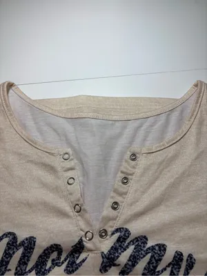 Women’s Cream Graphic Henley Tank Shirt - 'Not My First Rodeo' thumbnail 8
