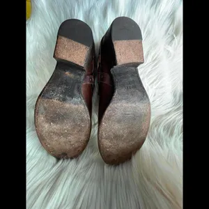 Frye Stylish Brown Leather Heeled Clogs with Buckle Detail size 7 thumbnail 8