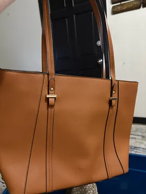 Source Unknown Tan Crossbody Tote with Gold Accents thumbnail 1