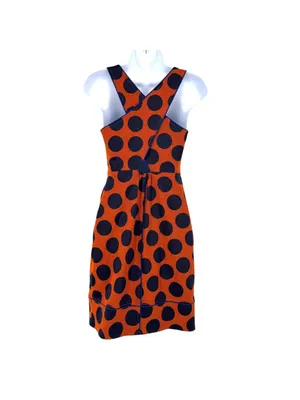 Maeve Rokin Polka Dot Preppy Retro Crossback Dress Orange Blue Size 0 thumbnail 6