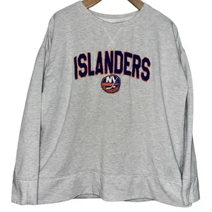 Concept Sports NHL L Heather Gray NY Islanders Embroidered Pullover Sweatshirt thumbnail 1