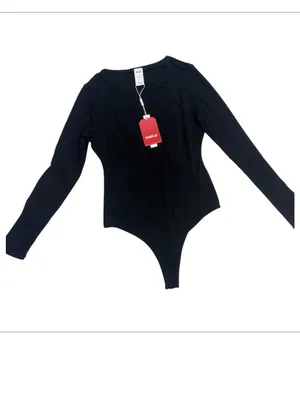 Classic Black Long-Sleeve Boatneck Bodysuit thumbnail 2