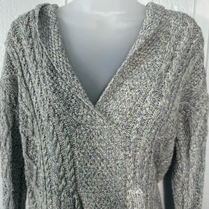 Lauren Ralph Lauren Cable Cotton Hooded Poncho Sweater Size Small NWT thumbnail 6