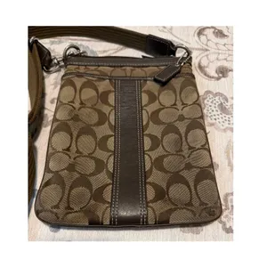 Vintage Coach Signature Stripe Crossbody Bag Brown Canvas Swingpack thumbnail 2