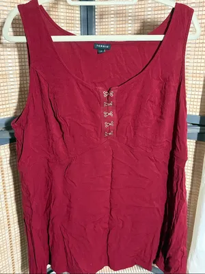 torrid Deep Red Sleeveless Hook-Front Tank thumbnail 1