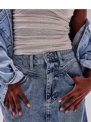 We The Free ( Free people)High-Waist Long Denim Skirt in Blue size 6 thumbnail 2