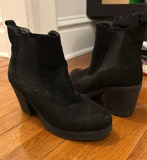 Suede Black Booties Size 8 thumbnail 1