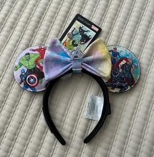 NWT Disney Parks Marvel Loungefly Artist Series Ears Headband Removal Bow thumbnail 1