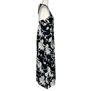 Y2K Old Navy Floral Maxi Dress Black White S Linen Blend Babydoll‎ Halter Beachy thumbnail 7
