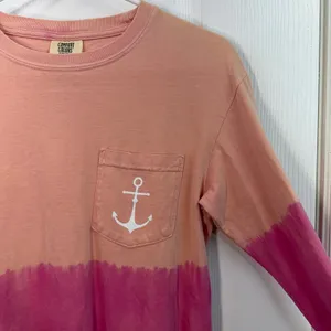 Comfort Colors peach‎ pink Crewcut long sleeve casual 100% cotton shirt small thumbnail 2