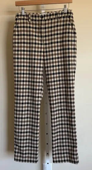 EDITED womens 38 Brown Cream‎ Plaid Ankle Trouser Pants thumbnail 1