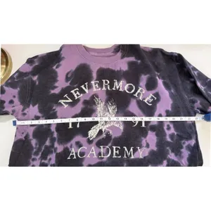 Goodie Two Sleeves Wednesday Nevermore Academy Tie‎ Dye Crewneck Sweatshirt Raven Gothic Medium thumbnail 5