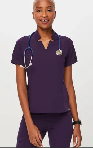 Figs Woman’s Inala Scrubs Top Purple Jam Size L thumbnail 1