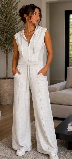 Free People Movement Jumpsuit Size XS Gray Hooded Wide Leg NWOT thumbnail 1