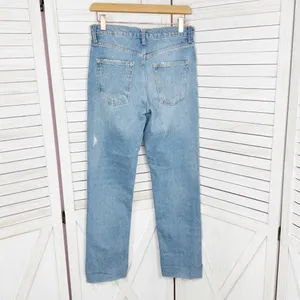 Free People We The Free Vixen Jeans 25 BluDistressed Cigarette Crop Raw‎ Hem thumbnail 4