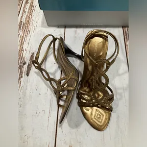 NINE WEST GOLD HEELED‎ SANDALS thumbnail 7